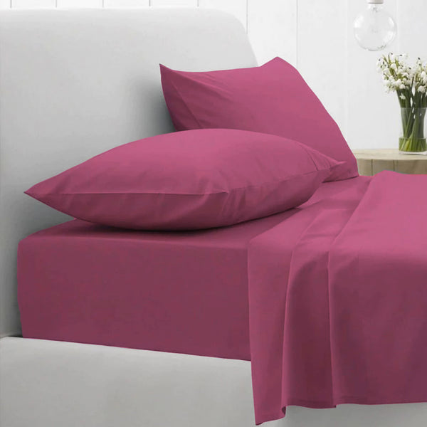 Easycare Polyester Cotton Fitted and Flat Bed Sheet Set