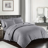 Luxe 400 Thread Count 100% Cotton Satin Stripe Duvet Cover and Pillowcase Set