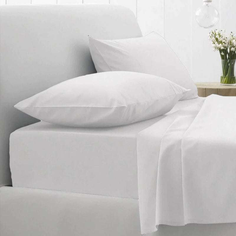 Easycare Polyester Cotton Fitted and Flat Bed Sheet Set