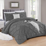 Pintuck Cotton Duvet Cover and Pillowcase Bed Set