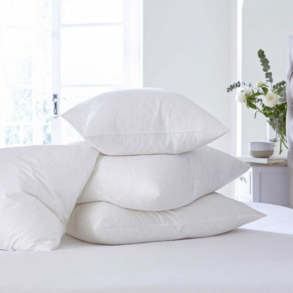 2 x Hard Firm Compact Support Pillow Duck Feather 50cm x 75cm - 20 x 30