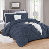 Pintuck Cotton Duvet Cover and Pillowcase Bed Set