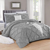 Pintuck Cotton Duvet Cover and Pillowcase Bed Set